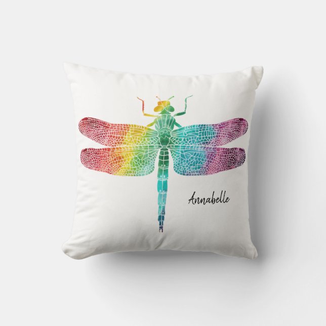Cojín Decorativo Bonito personalizado libélula de la acuarela del (Anverso)