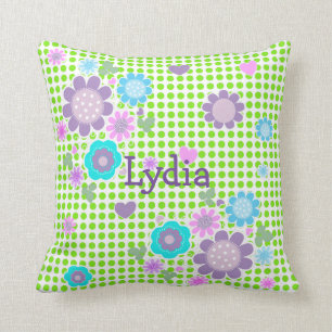 Cojín Decorativo Bonito Polka Dot Whimsy Floral Print Personalizado