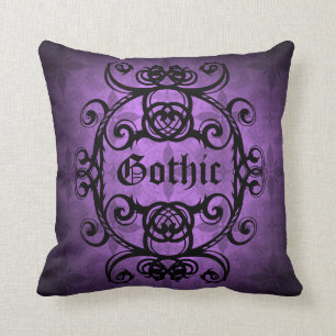 Cojín Decorativo Bonito púrpura y negro del Victorian gótico
