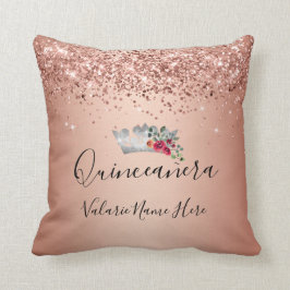 Cojín decorativo bonito Purpurina Rosa Quinceañera