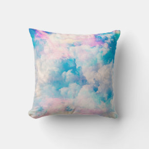 Cojín Decorativo Bonito Rainbow Pastel Clouds Diseño estético