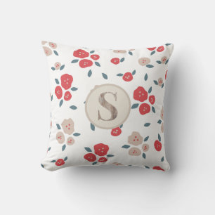 Cojín Decorativo Bonito Red Tan Farmhouse Country Rustic Monogra