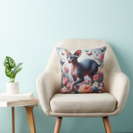 Cojín Decorativo Bonito Sfinx Cat & Flores