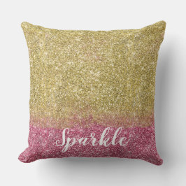 Cojín Decorativo Bonito Sparkle Gold Pink Faux Purpurina