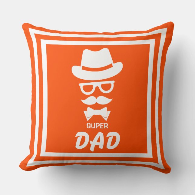 Cojín Decorativo Bonito Super Papá Cara Con Bóvedas, Gorra, vidrio  (Anverso)