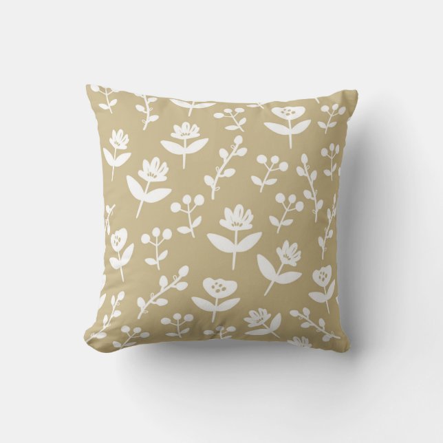 Cojín Decorativo Bonito Tan Beige Floral Farmhouse Pattern Rústico (Anverso)