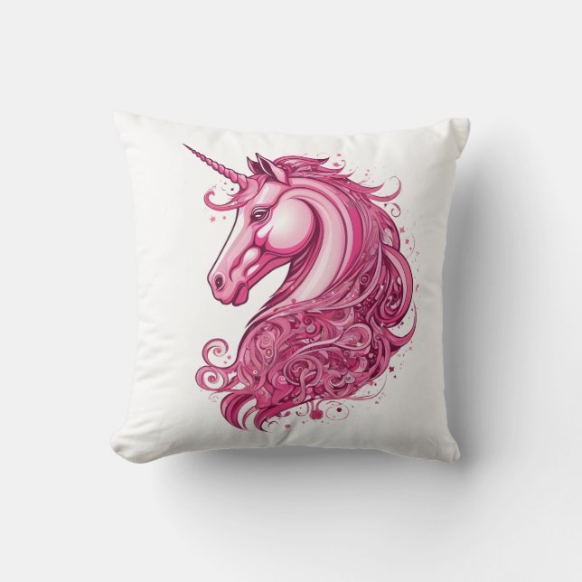 Cojín Decorativo Bonito unicornio rosa (Anverso)