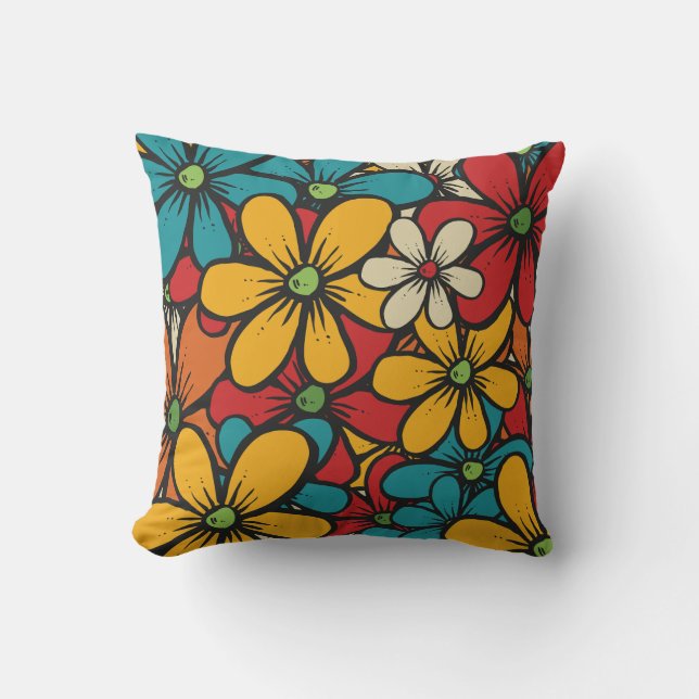 Cojín Decorativo Bonito y hermosas flores retro (Anverso)