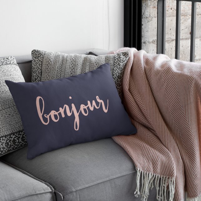 Cojín Decorativo Bonjour Navy Peach rosa (Subido por el creador)