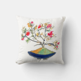 Cojín Decorativo Bonsai rosa japonés por diseños de Areilla y Lily