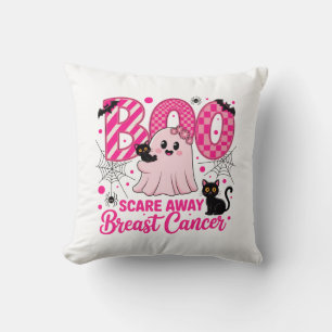 Cojín Decorativo Boo Asusta al Cáncer de Seno Gatitos y Fantasmas L