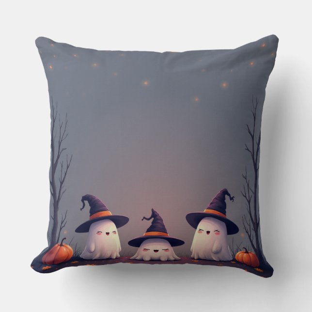 Cojín Decorativo Boo Crew – Cute Halloween Ghosts Design (Anverso)