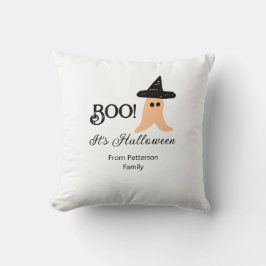 Cojín Decorativo Boo, es Halloween de naranja de apellido fantasma