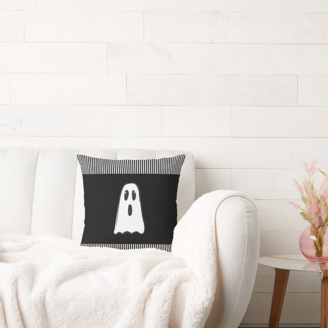 Cojín Decorativo ¡BOO! Espeluznante Fantasma Halloween Blanco Negro (Sofá)