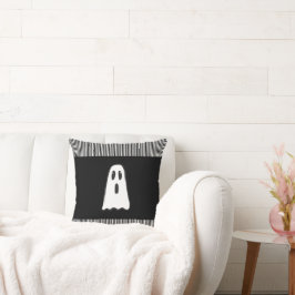 Cojín Decorativo ¡BOO! Fantasma Espeluznante Lindo Halloween Blanco