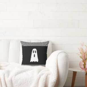 Cojín Decorativo ¡BOO! Fantasma Espeluznante Lindo Halloween Blanco