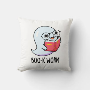Cojín Decorativo Boo-k Worm Funny Halloween Bookworm Ghost Pun