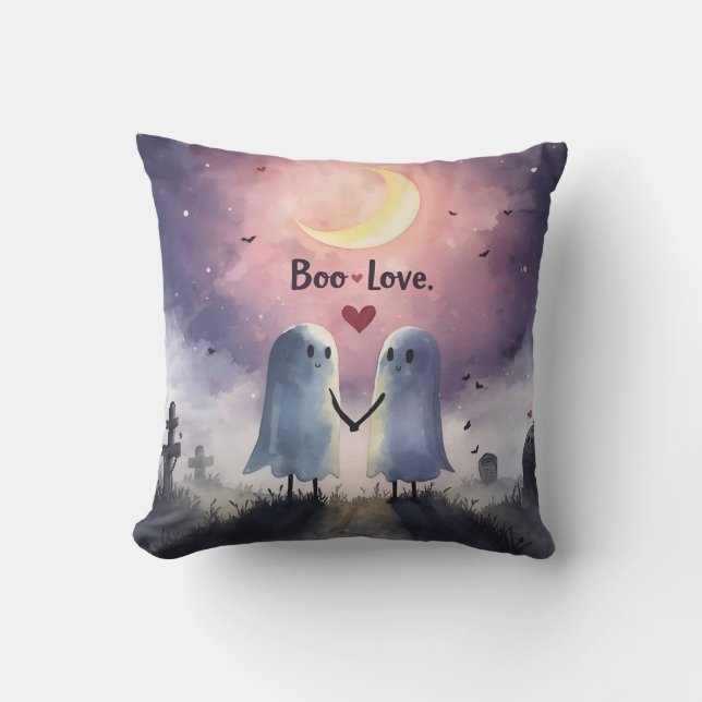 Cojín Decorativo Boo Love Cute Ghost Couple Halloween (Anverso)