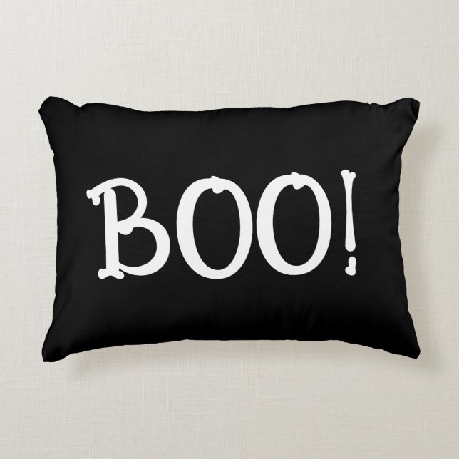 Cojín Decorativo Boo negro y blanco (Anverso)