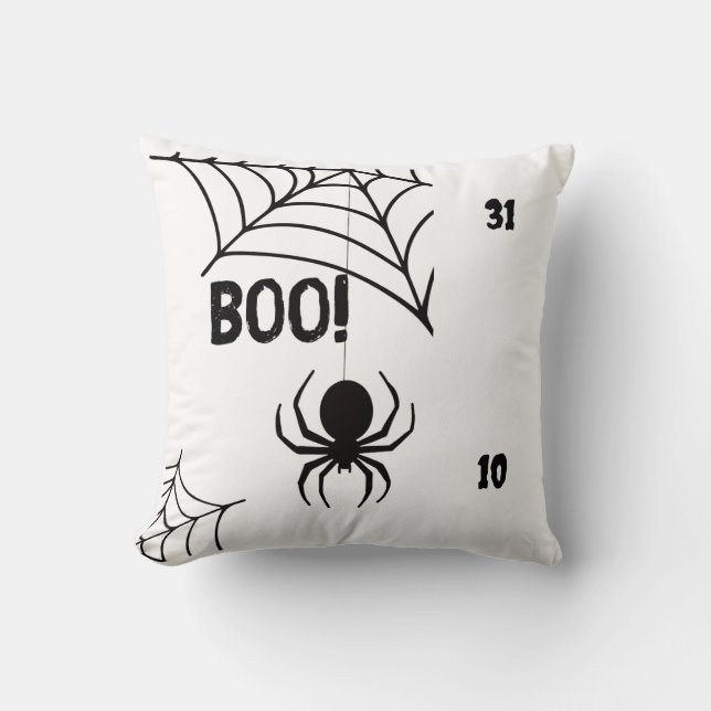 Cojín Decorativo BOO! Spider & Web Halloween Throw Pillow (Anverso)