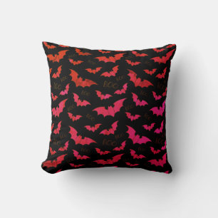 Cojín Decorativo Boo Spooky Bats con fondo negro