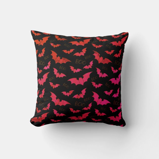 Cojín Decorativo Boo Spooky Bats con fondo negro (Anverso)