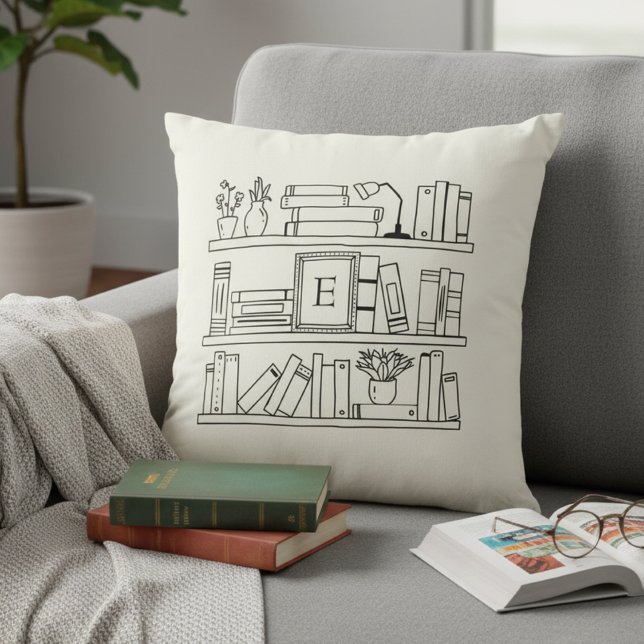 Cojín Decorativo Book Lover's Monogram Throw Pillow (Subido por el creador)