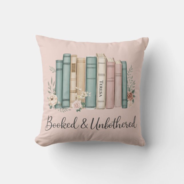 Cojín Decorativo Booked and Unbothered Cozy Reading Nook Book Lover (Anverso)