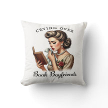 Bookish Crying Over Book Boyfriend Vintage Pillow