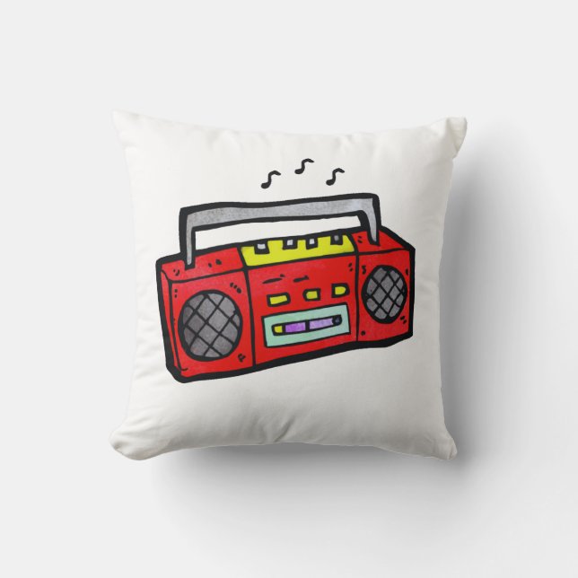 Cojín Decorativo Boombox de radio retro (Anverso)