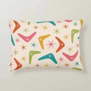 Cojín Decorativo Boomerang de mediados de siglo con estallidos de e