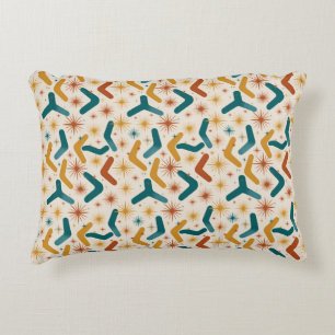 Cojín Decorativo Boomerang y Starburst Retro Moderno de Medianos de