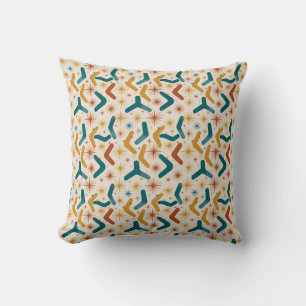 Cojín Decorativo Boomerang y Starburst Retro Moderno de Medianos de