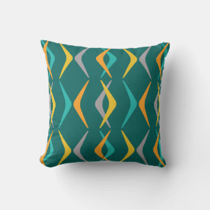 Cojín Decorativo Boomerangs Teal de mediados de siglo