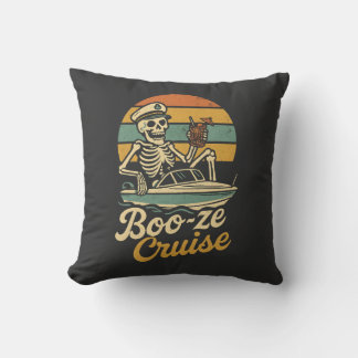 Cojín Decorativo "Booze Cruise - Funny Skeleton Bote Captain