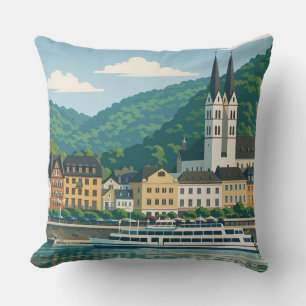 Cojín Decorativo Boppard Alemania Paisaje Viaje Antiguo Arte