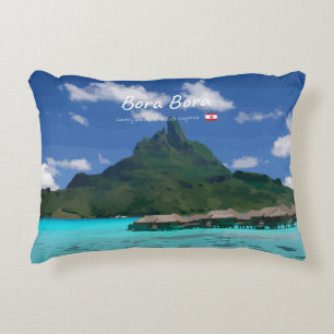 Cojín Decorativo Bora Bora, Polinesia Francesa - Resort de Playa