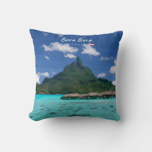 Cojín Decorativo Bora Bora, Polinesia Francesa - Resort de Playa