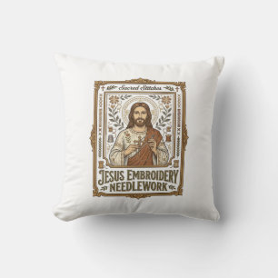 Cojín Decorativo Bordado de Jesús Bordado de Jesús Aguja