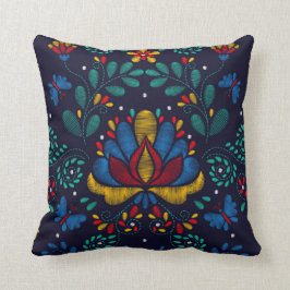 Cojín Decorativo Bordado Imprimir floral tradicional mexicana