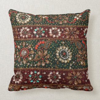Cojín Decorativo Bordado indio Bling de la materia textil de la