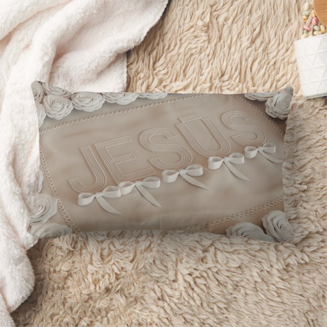 Cojín decorativo Bordado JESÚS - 3D Render Beige (Manta)