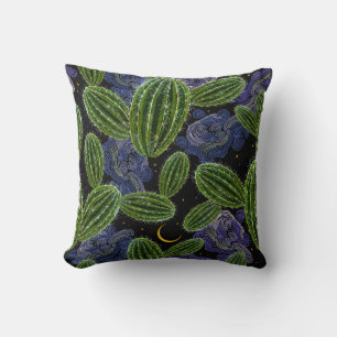 Cojín Decorativo Bordados Mexicanos: La Noche de Cactus Seamless.
