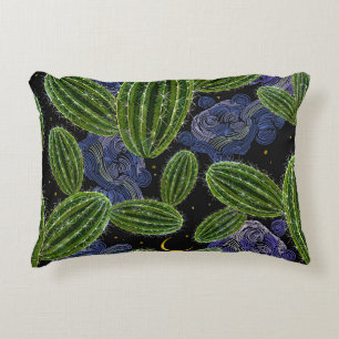 Cojín Decorativo Bordados Mexicanos: La Noche de Cactus Seamless.
