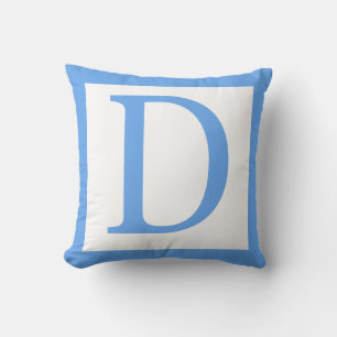 Cojín Decorativo Borde azul del bebé de la letra D