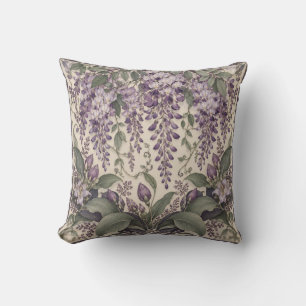 Cojín Decorativo Borde Botánico Ornate de Wisteria Lila