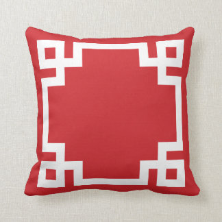 Cojín Decorativo Borde de claves griega roja y blanca