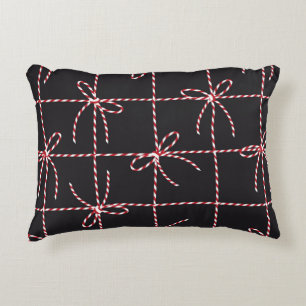 Cojín Decorativo Borde de rosa rojo blanco, cinta de colores gemelo