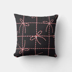 Cojín Decorativo Borde de rosa rojo blanco, cinta de colores gemelo