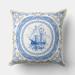 Cojín Decorativo Borde decorativo del antiguo barco azul real